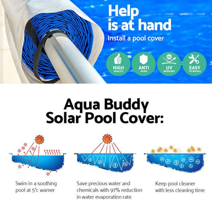 Pool Cover 500 Micron 9.5X5M Silver Swimming Pool Solar Blanket 5.5M Blue Roller - Silver Pool Cover