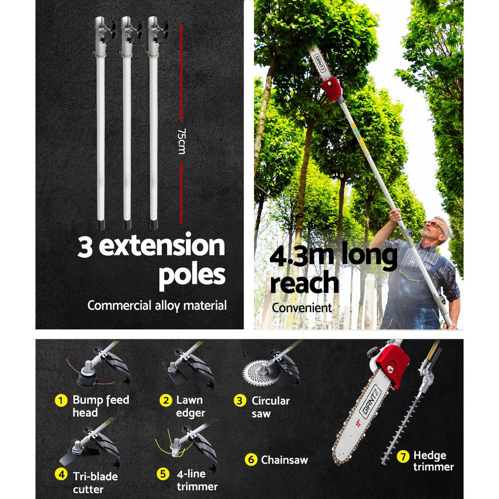 40Cc Pole Chainsaw Hedge Trimmer Brush Cutter Whipper Saw 4-Stroke 7-In-1