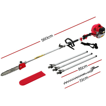 62Cc Pole Chainsaw Hedge Trimmer 12In Chain Saw 5.6M Long Reach Red