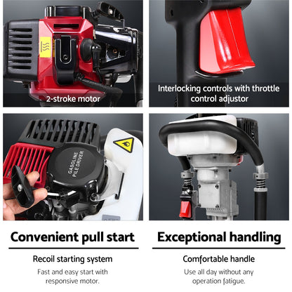 Petrol Post Driver 2-Stroke 55Cc Rammer Pile Star Picket Fence Hole Red