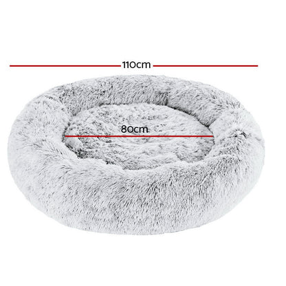 Pet Bed Dog Cat 110Cm Calming Extra Large Soft Plush Light Charcoal