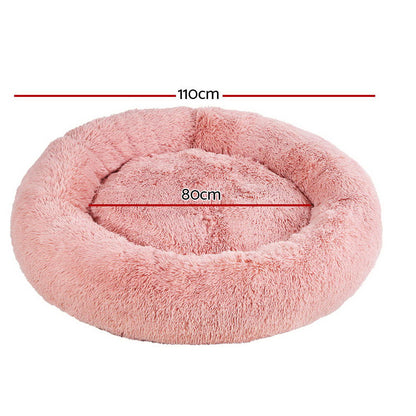 Pet Bed Dog Cat 110Cm Calming Extra Large Soft Plush Pink