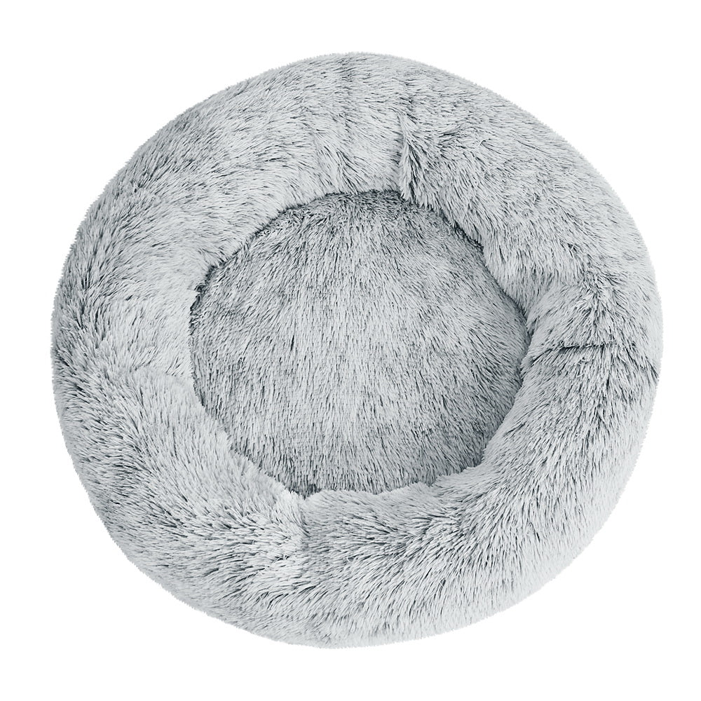 Pet Bed Dog Cat 90cm Large Calming Soft Plush Light Charcoal