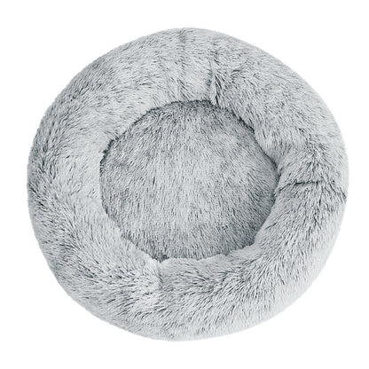 Pet Bed Dog Cat 90cm Large Calming Soft Plush Light Charcoal