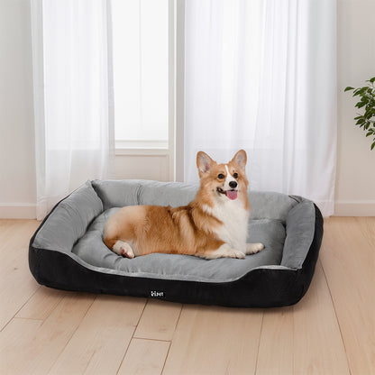 Pet Bed Dog Cat Calming Soft Sleeping Comfy Plush Mat Cave Washable Black