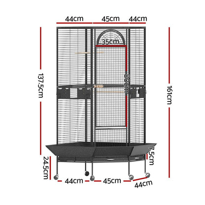 Bird Cage Large Jumbo Aviary Budgie Perch Cage Parrot Stand Wheels Corner