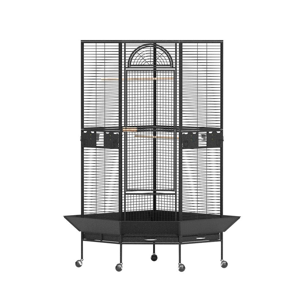 Bird Cage Large Jumbo Aviary Budgie Perch Cage Parrot Stand Wheels Corner