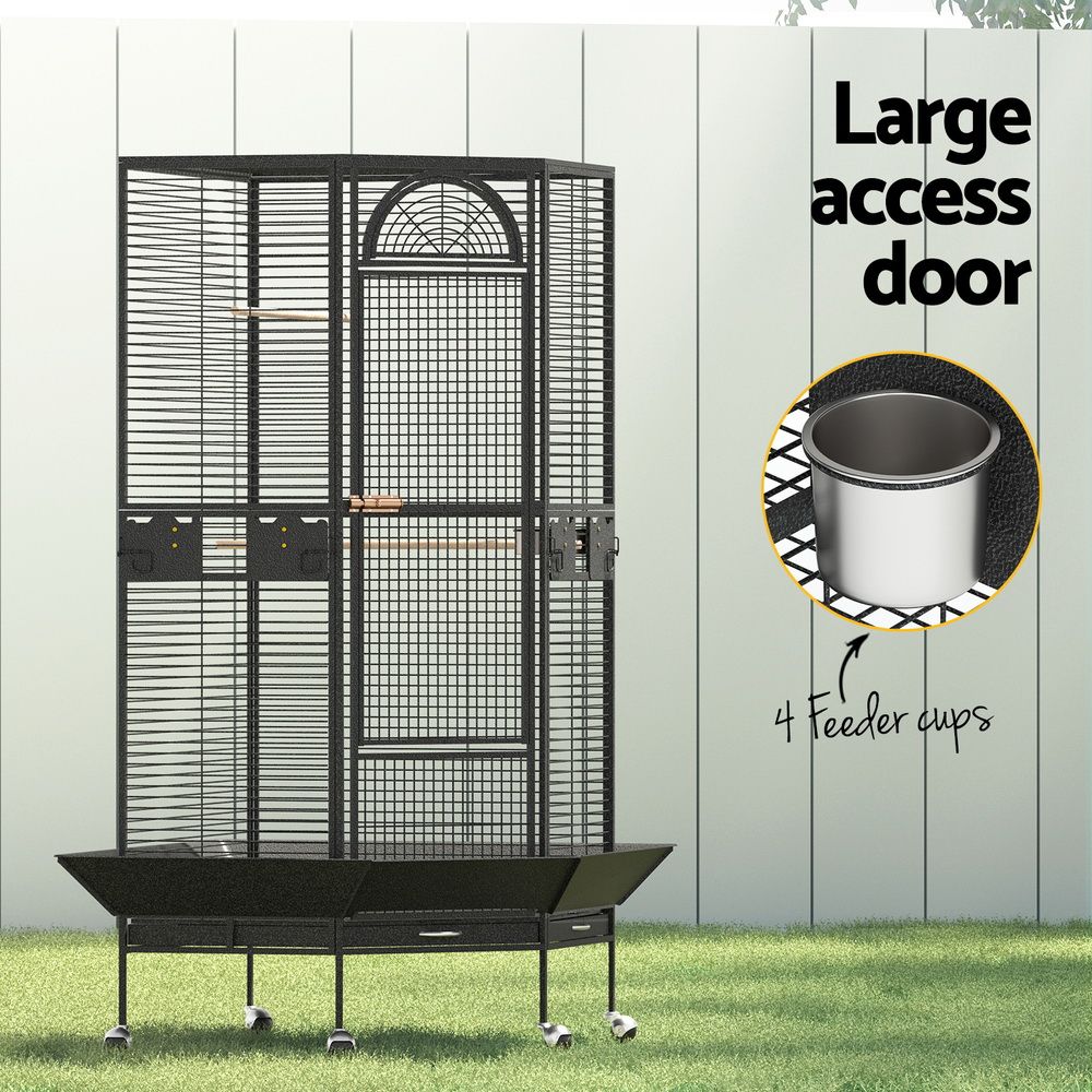 Bird Cage Large Jumbo Aviary Budgie Perch Cage Parrot Stand Wheels Corner