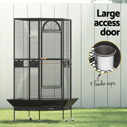 Bird Cage Large Jumbo Aviary Budgie Perch Cage Parrot Stand Wheels Corner
