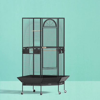Bird Cage Large Jumbo Aviary Budgie Perch Cage Parrot Stand Wheels Corner