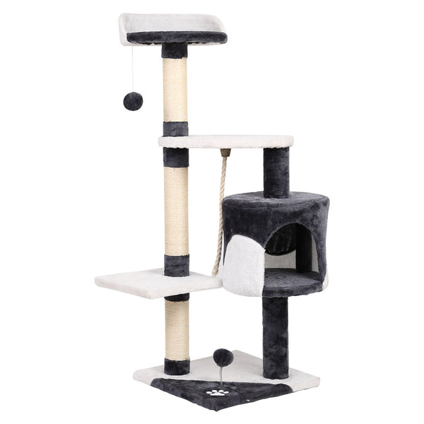  Sleek Cat Tree Tower with Scratching Posts - 112cm