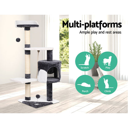Sleek Cat Tree Tower with Scratching Posts - 112cm