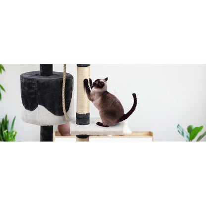 Sleek Cat Tree Tower with Scratching Posts - 112cm