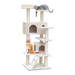 Cat Tree 134Cm Tower Scratching Post Scratcher Wood House Bed Beige