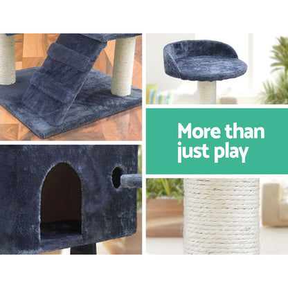 Modern Cat Tree Tower with Scratching Posts - Grey 134cm