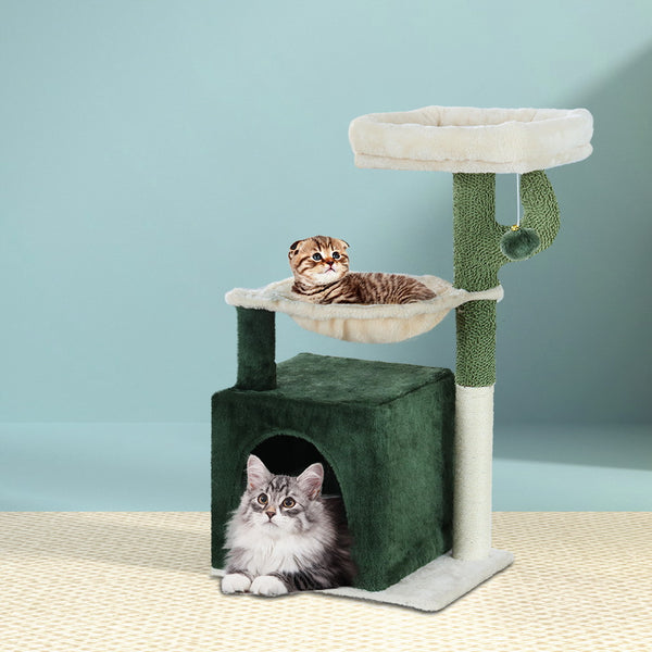 Cat Tree 78Cm Scratching Post Tower Scratcher Wood House Bed Toys Green
