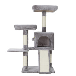 Modern Cat Tree Tower with Scratching Posts - Grey 103cm