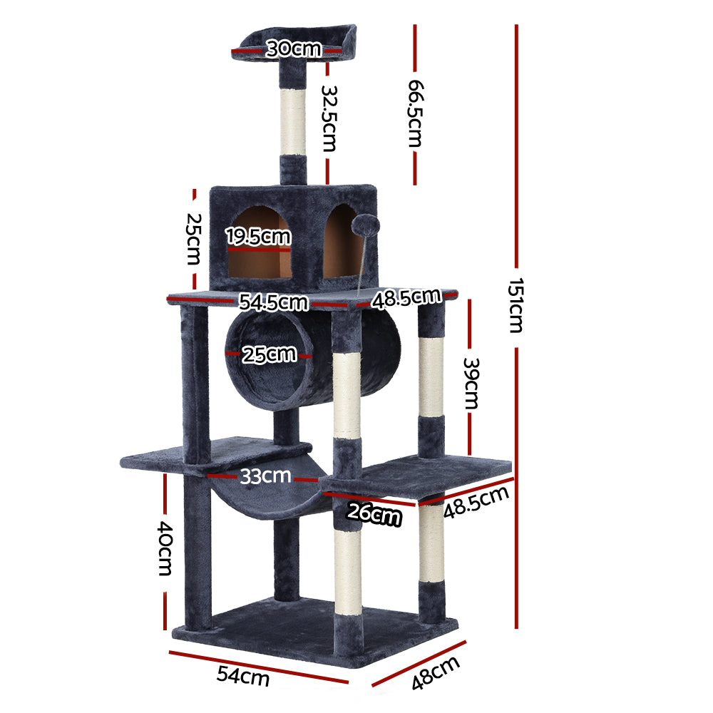 Cat Tree Tower Scratching Post Scratcher Wood Condo House Bed Trees 151Cm