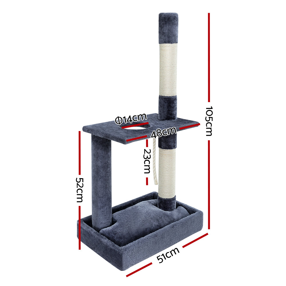 Cat Tree 102Cm Scratching Post Tower Scratcher House Board Grey