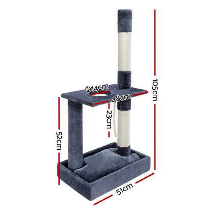 Cat Tree 102Cm Scratching Post Tower Scratcher House Board Grey