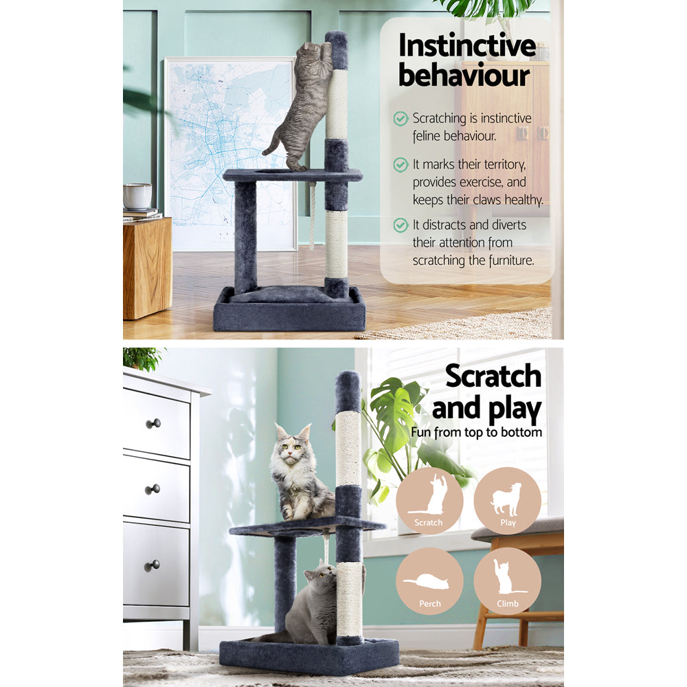 Cat Tree 102Cm Scratching Post Tower Scratcher House Board Grey