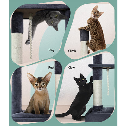 Cat Tree 102Cm Scratching Post Tower Scratcher House Board Grey