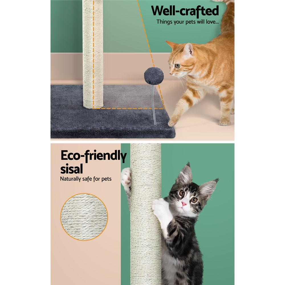 Sleek Cat Tree Tower with Scratching Posts - Grey 105cm