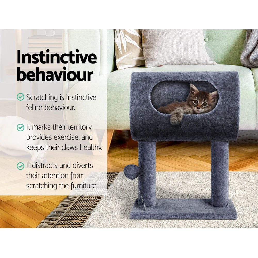 Cat Tree 53Cm Scratching Post Tower Scratcher Wood House Trees Grey