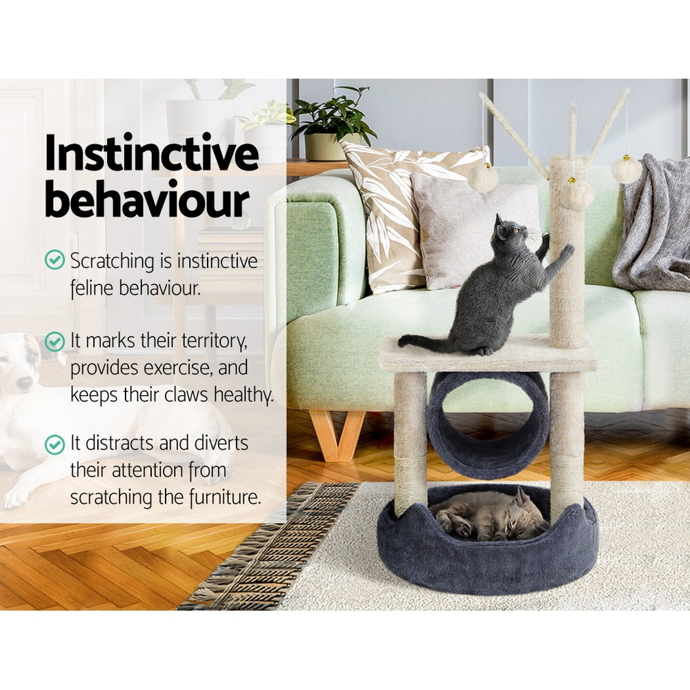 Cat Tree 76Cm Scratching Post Tower Scratcher House Hanging Toys