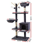 Cat Tree 140Cm Tower Scratching Post Scratcher Trees Toys Bed Grey