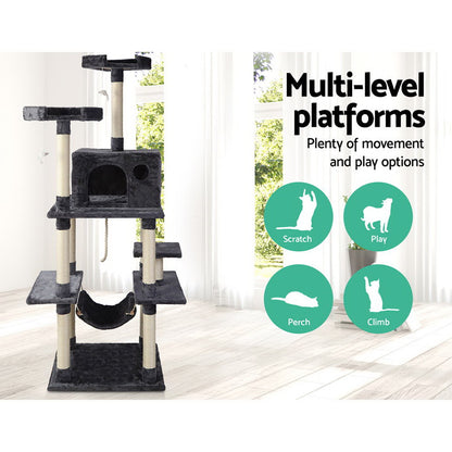 Heavy-Duty Cat Tree Tower with Scratching Posts - 184cm
