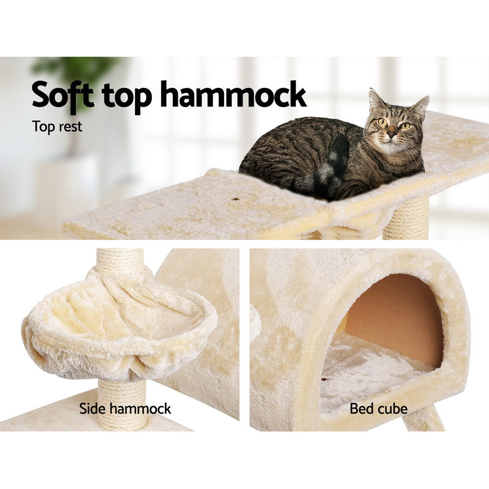 Cat Tree 100Cm Tower Scratching Post Scratcher House Trees Bed Beige
