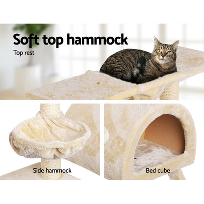 Cat Tree 100Cm Tower Scratching Post Scratcher House Trees Bed Beige