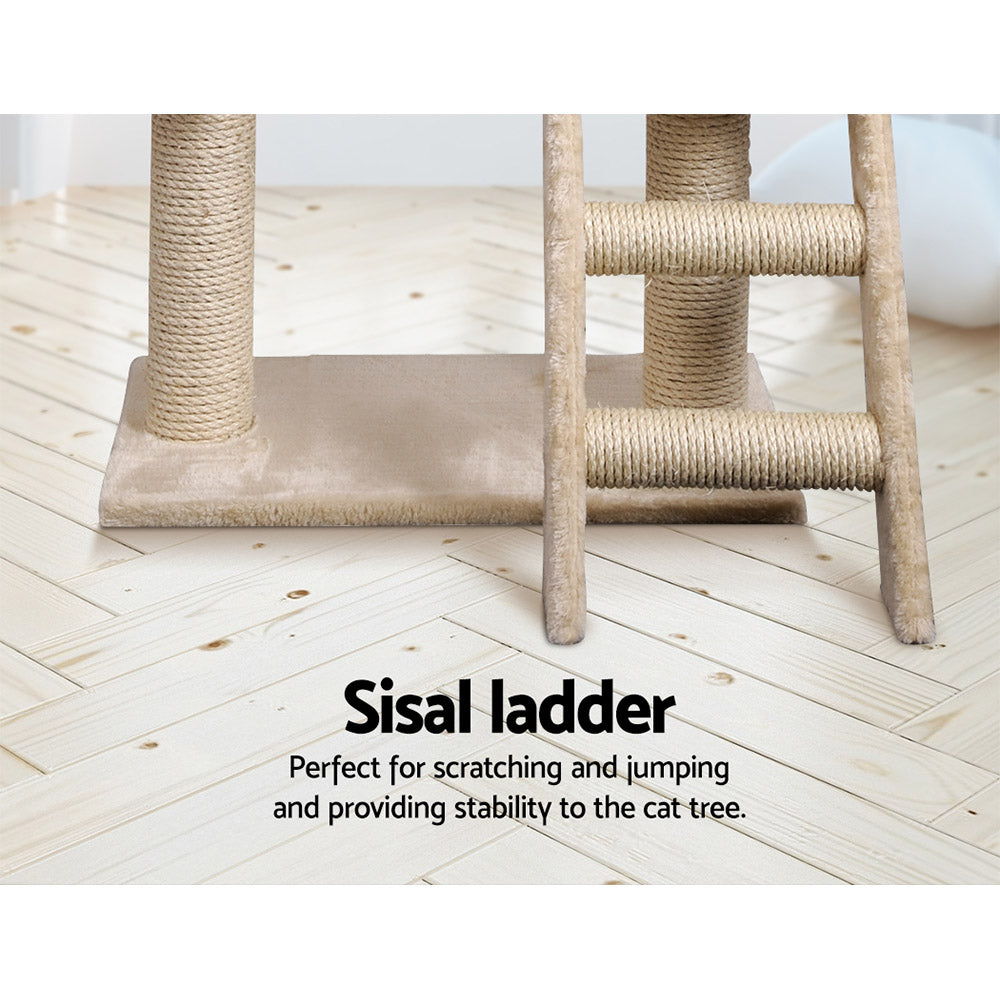 Cat Tree 100Cm Tower Scratching Post Scratcher House Trees Bed Beige