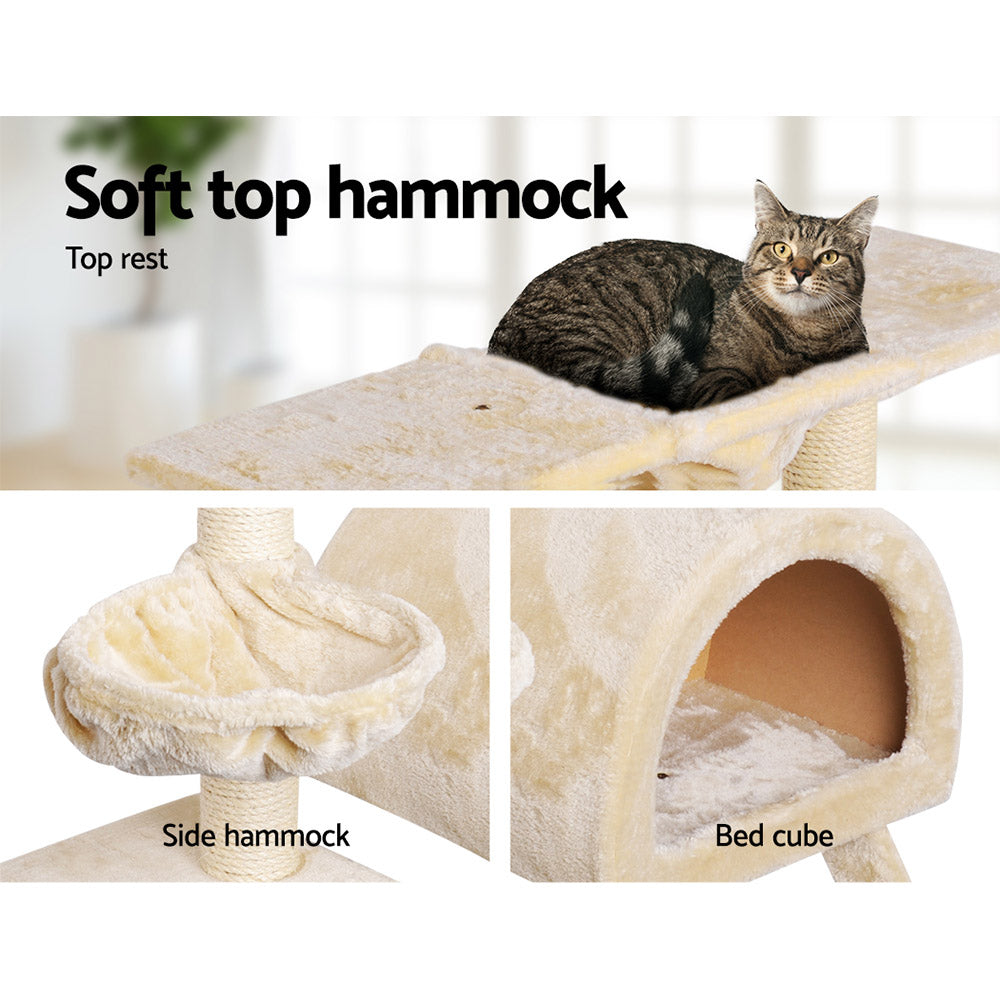 Cat Tree 100Cm Tower Scratching Post Scratcher House Trees Bed Beige