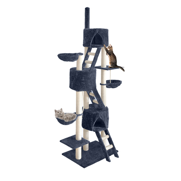  Tall 244cm Cat Tree with Scratching Post - Grey