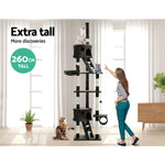 Cat Tree 260Cm Tower Scratching Post Scratcher House Trees Grey