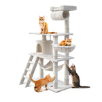 Cat Tree 141Cm Tower Scratching Post Scratcher Wood House Bed Beige