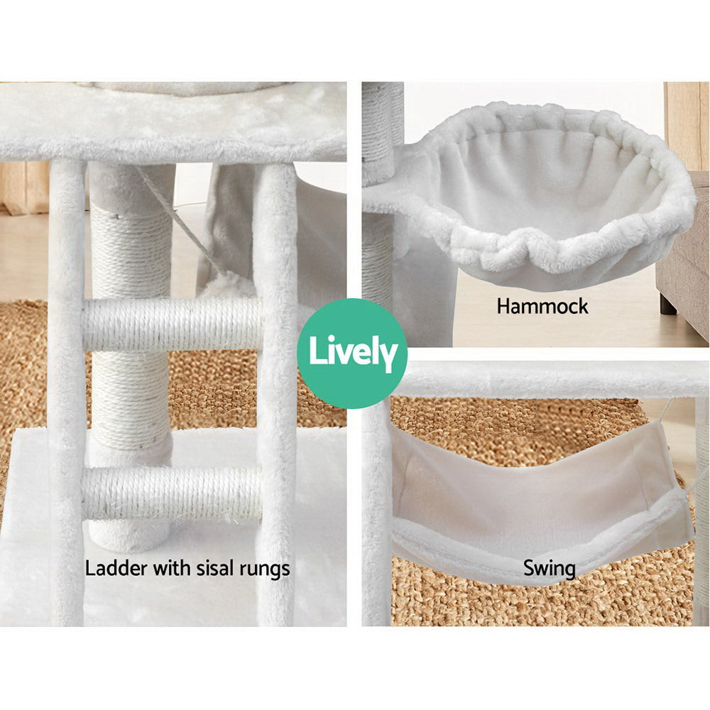 Elegant 141cm Cat Tree with Scratching Post - Beige