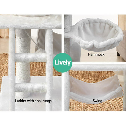 Elegant 141cm Cat Tree with Scratching Post - Beige