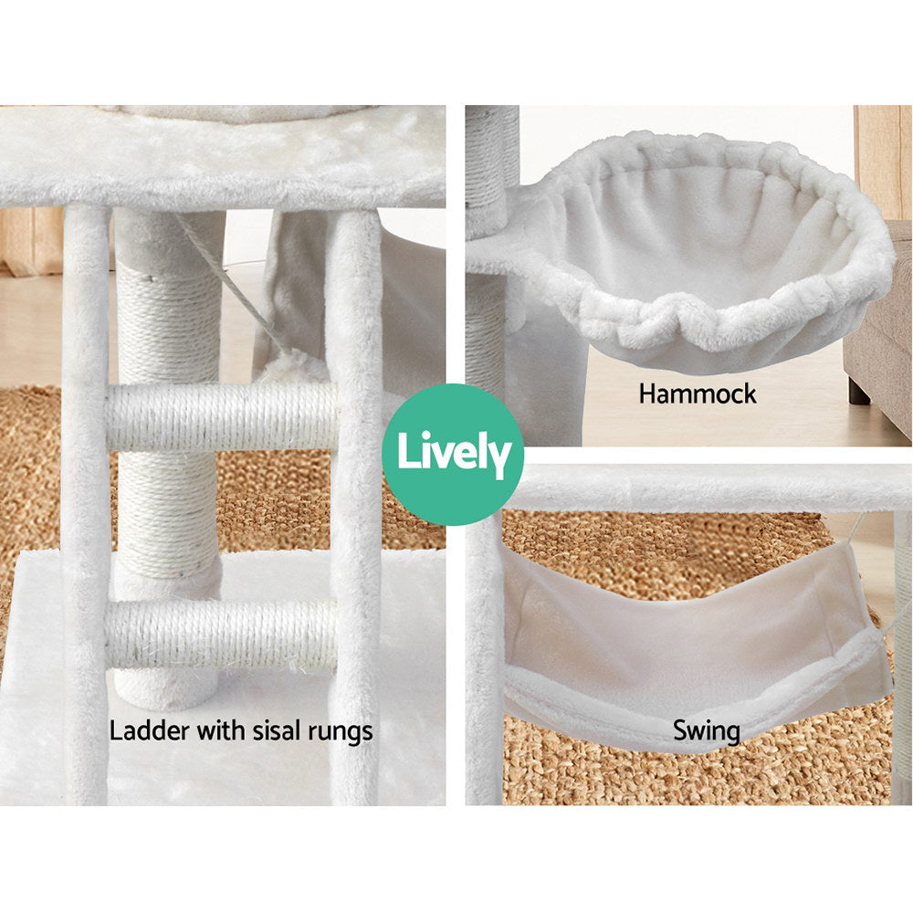 Elegant 141cm Cat Tree with Scratching Post - Beige