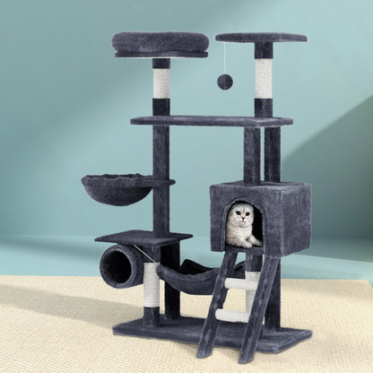 Tall 144cm Wooden Cat Tree with Scratching Post