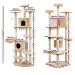 Elegant Cat Tree Tower with Scratching Posts - Beige 203cm