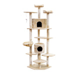 Cat Tree 203Cm Tower Scratching Post Scratcher Trees House Bed Beige