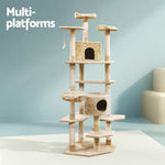 Elegant Cat Tree Tower with Scratching Posts - Beige 203cm