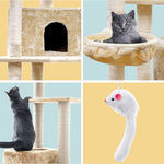 Cat Tree 203Cm Tower Scratching Post Scratcher Trees House Bed Beige