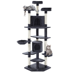 Extra-Large 203cm Cat Tree with Scratching Post - Grey