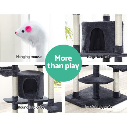 Extra-Large 203cm Cat Tree with Scratching Post - Grey