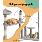 Stylish Cat Tree Tower with Scratching Posts - Grey 135cm