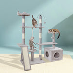 Stylish Cat Tree Tower with Scratching Posts - Grey 135cm